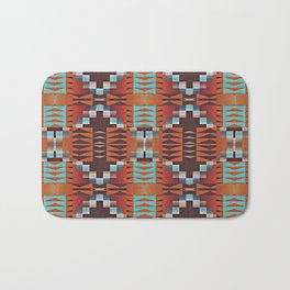 Red Brown Turquoise Orange Native American Indian Mosaic Pattern Bath Mat