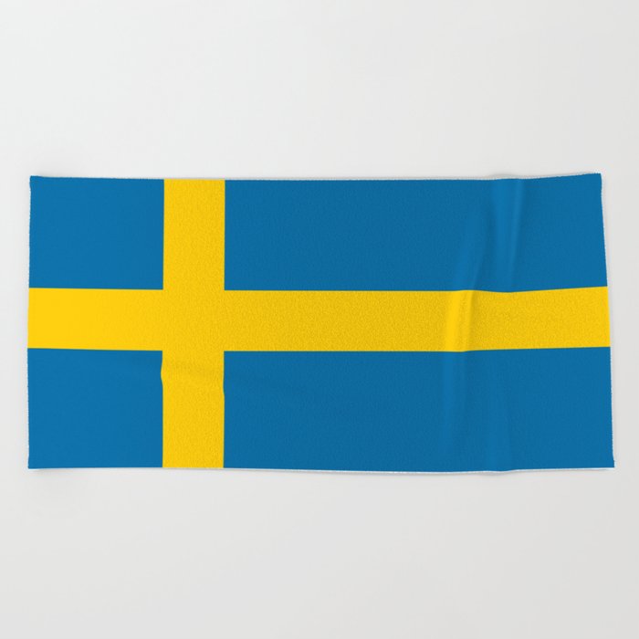 Swedish Flag of Sweden Beach Towel