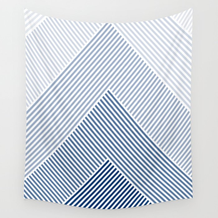 Blue Shades Lines  Wall Tapestry