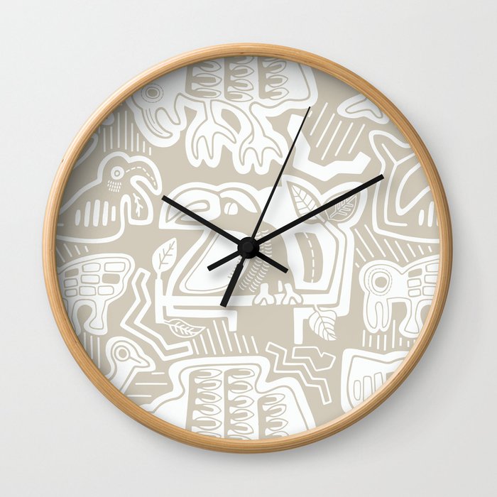 Molas Molas | Island Print | Taupe Wall Clock