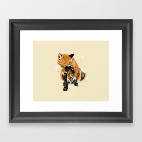Fox and Dandelion Framed Art Print