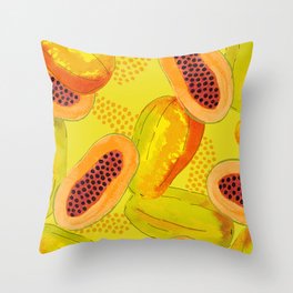 Tropical Papaya Salad in Watercolour Throw Pillow