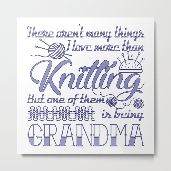 Knitting Grandma Metal Print