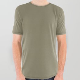 Neutral Dark Mossy Grayish Tan Solid Color PPG Rattan Palm PPG1027-5 - All One Single Shade Hue All Over Graphic Tee