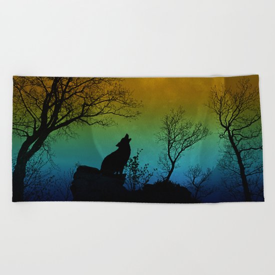 Howling wolf II Beach Towel