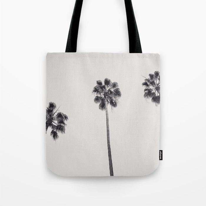 Palm Trees Black and White Tote Bag