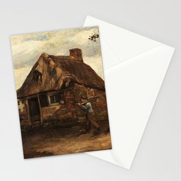 Cottage with Peasant Coming Home, 1885 by Vincent van Gogh Stationery Card