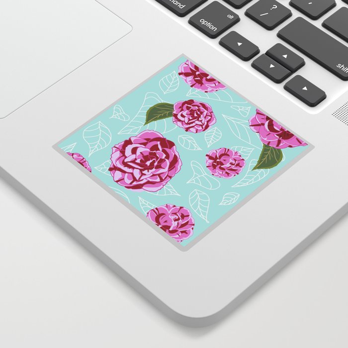 Elegant Botanical Camellia in Pink Sticker