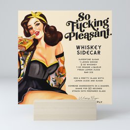 "So Fucking Pleasant" Art Deco Pinup Girl & Whiskey Sidecar Recipe Mini Art Print