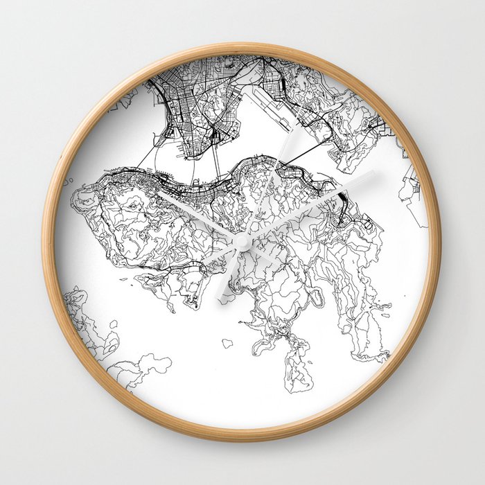 Hong Kong White Map Wall Clock