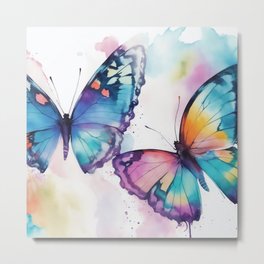 Abstract Watercolor Butterflies Metal Print