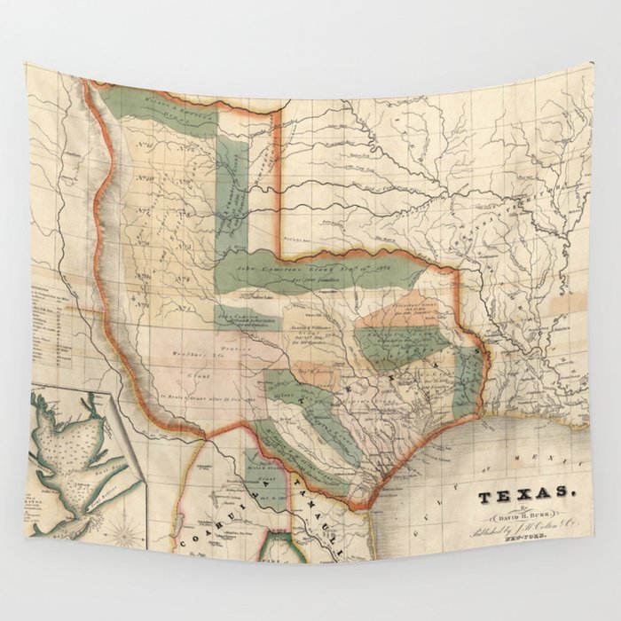 Vintage Map of Texas (1835) Wall Tapestry by BravuraMedia  Society6