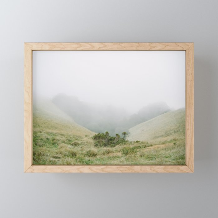 mt tam in the fog Framed Mini Art Print