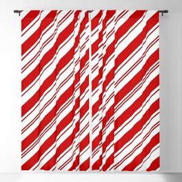 winter holiday xmas red white striped peppermint candy cane Blackout Curtain