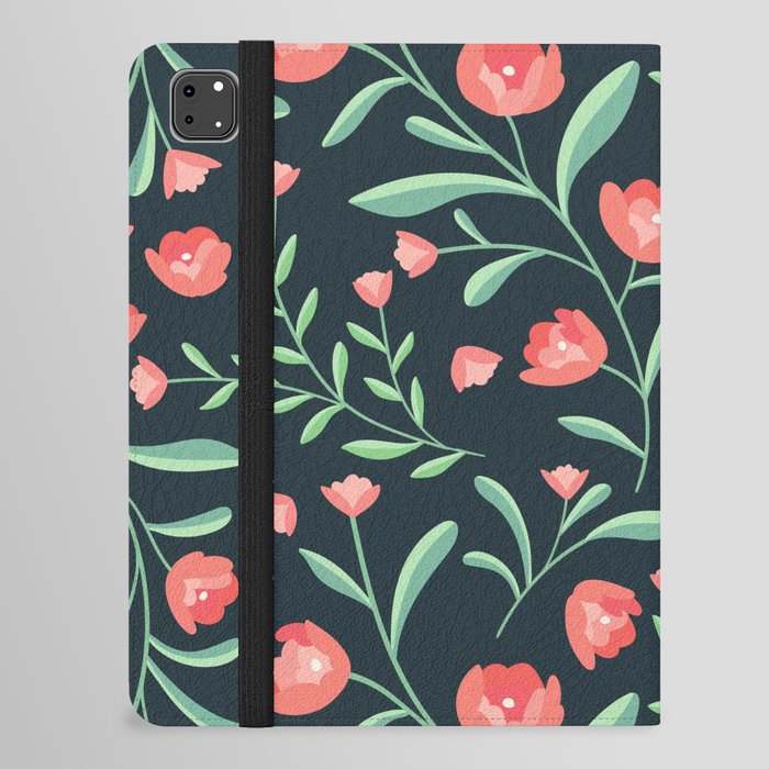 Pink Flower Foliage iPad Folio Case