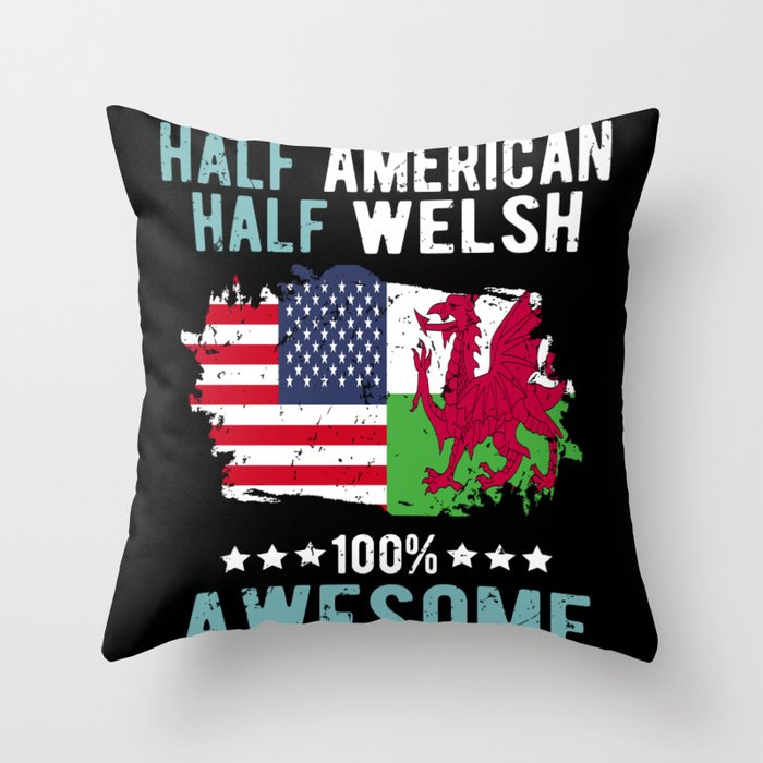 Half American Half Welsh Throw Pillow