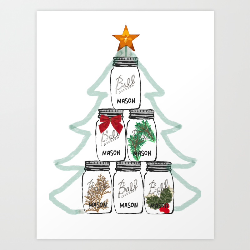 Ball Mason Jar Christmas Tree Drawing Art Print By Americancut Society6 Download 18,780 christmas tree free vectors. ball mason jar christmas tree drawing art print by americancut
