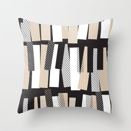 Abstract black and white jazz music illustration pattern Throw Pillow