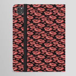 Two Kisses Collided Red Colored Lips Pattern iPad Folio Case