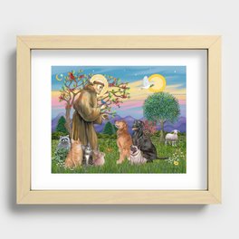 Saint Francis Blesses Dogs & Cats Recessed Framed Print