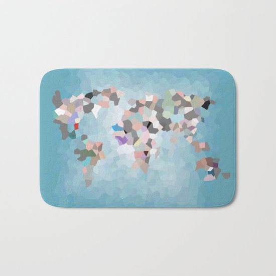 Travel Map Geometric Abstract of the World Bath Mat