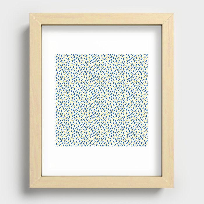 Ukrainian blue yellow dots pattern Recessed Framed Print