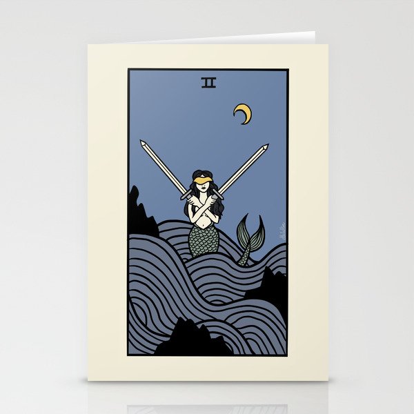 Two of Swords Mermaid Tarot Stationery Cards