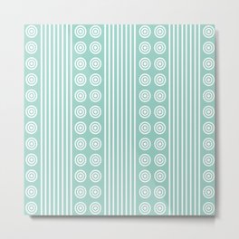 Minty Green Stripes & Circles Metal Print