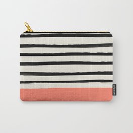 Coral x Stripes Carry-All Pouch | Ink, Children, Stripes, Blush, Coral, Child, Simple, Black And White, Striped, Kid 