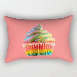 Cupcake Love | Rainbow Swirls on Coral Rectangular Pillow