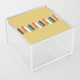 Atomic Age Mid Century Modern Funky Rectangles Yellow Background Acrylic Box