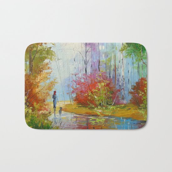 A walk in the autumn woods Bath Mat