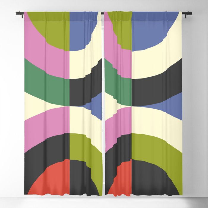 abstract mid mod retro with pink 3 Blackout Curtain