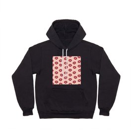 Cute Kisses Red Lips On Pink Background Pattern Hoody