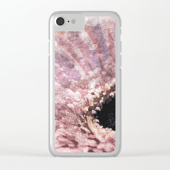 Pink glitter daisy- Flower watercolor illustration Clear iPhone Case