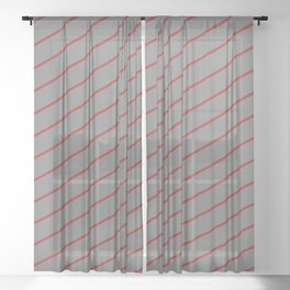 [ Thumbnail: Gray & Brown Colored Stripes Pattern Sheer Curtain ]