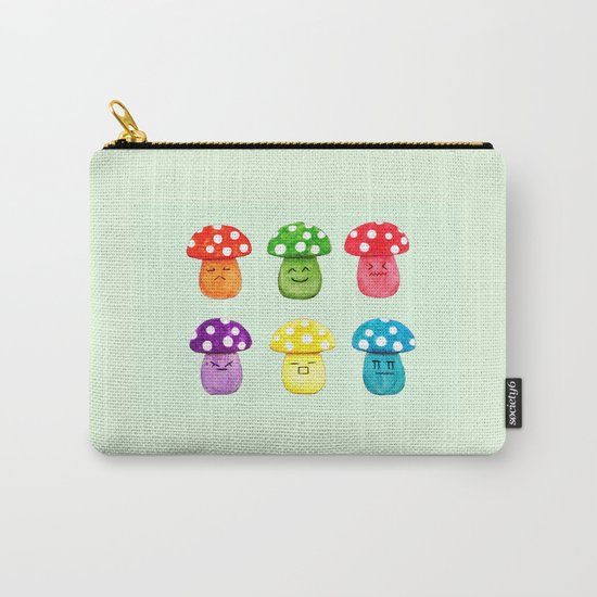 cute mushroom emoji watercolor painting Carry-All Pouch
