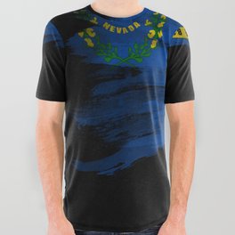 Nevada state flag brush stroke, Nevada flag background All Over Graphic Tee