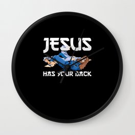 Jesus Has Your Back Jiu-Jitsu Grappling Wall Clock | Graphicdesign, Karate, Boojitsu, Gift, Martialartist, Mma, Bjjgifts, Fight, Jiujitsu, Bjj 