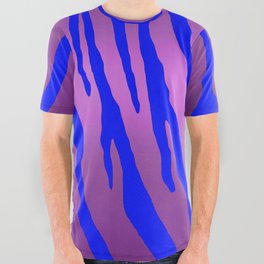 Metallic Tiger Stripes Pink Blue All Over Graphic Tee