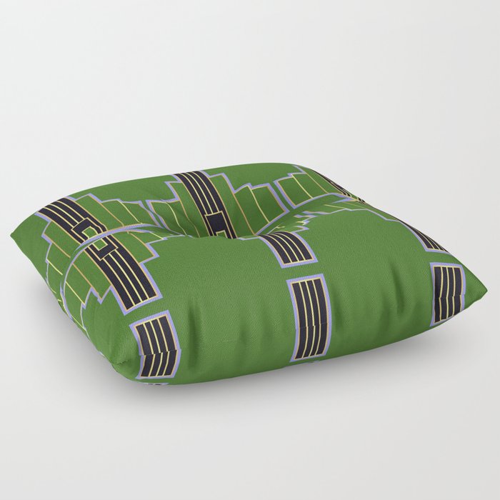 Art Nouveau Stripes Green, Gold, Bronze, Art Deco, Elegant, Vintage, Chic, Belle Epoque Floor Pillow