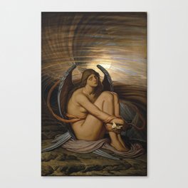 Tortured Souls - Soul in Bondage angelic still life magical realism portrait painting by Elihu Vedder  Canvas Print