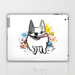 Running French Bulldog with Paint Splatters Laptop Skin