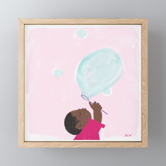 Blowing Bubbles Framed Mini Art Print
