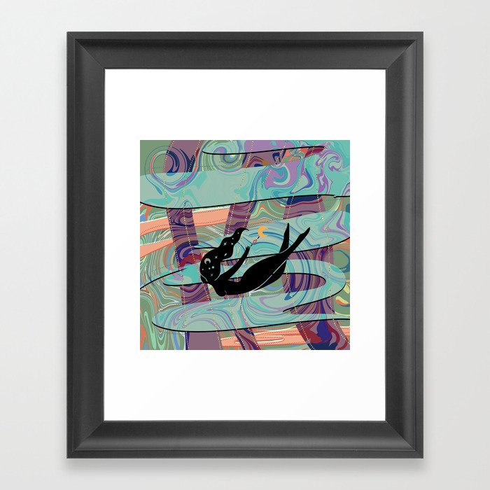 Swimming moon gooddess Framed Art Print