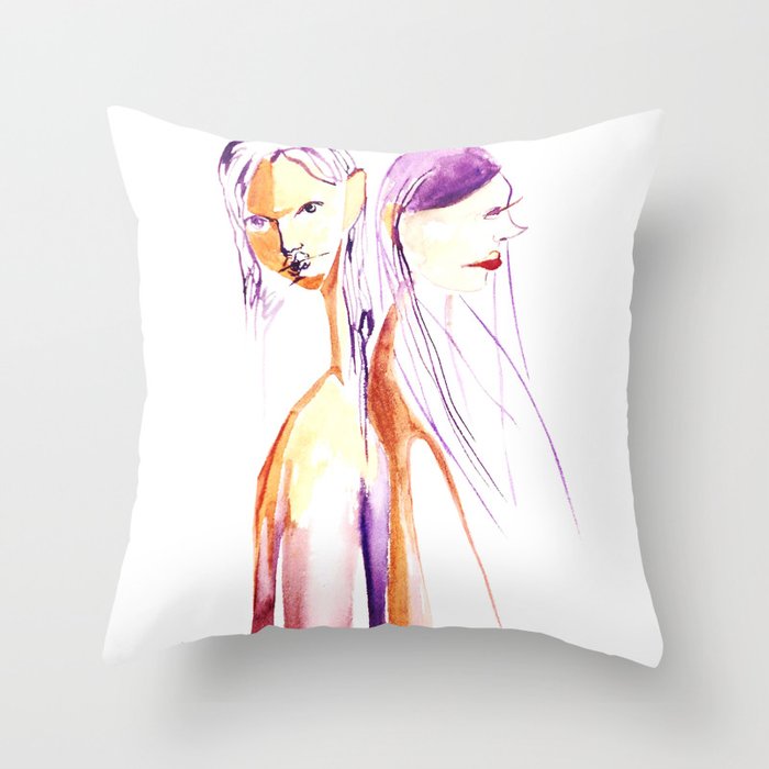 SISTERS IN ORANGE Throw Pillow