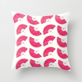 M's Folding Fan Gold and Pink Throw Pillow