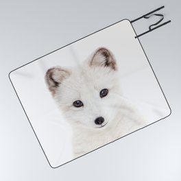 Baby Arctic Fox, Snow Animals, Kids Art, Baby Animals Art Print By Synplus Picnic Blanket