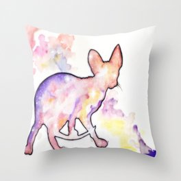 Pastel Space Sphynx Cat Throw Pillow