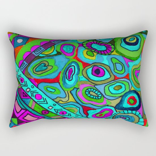 Abstract ethnic pattern in blue and turquoise tones . Rectangular Pillow